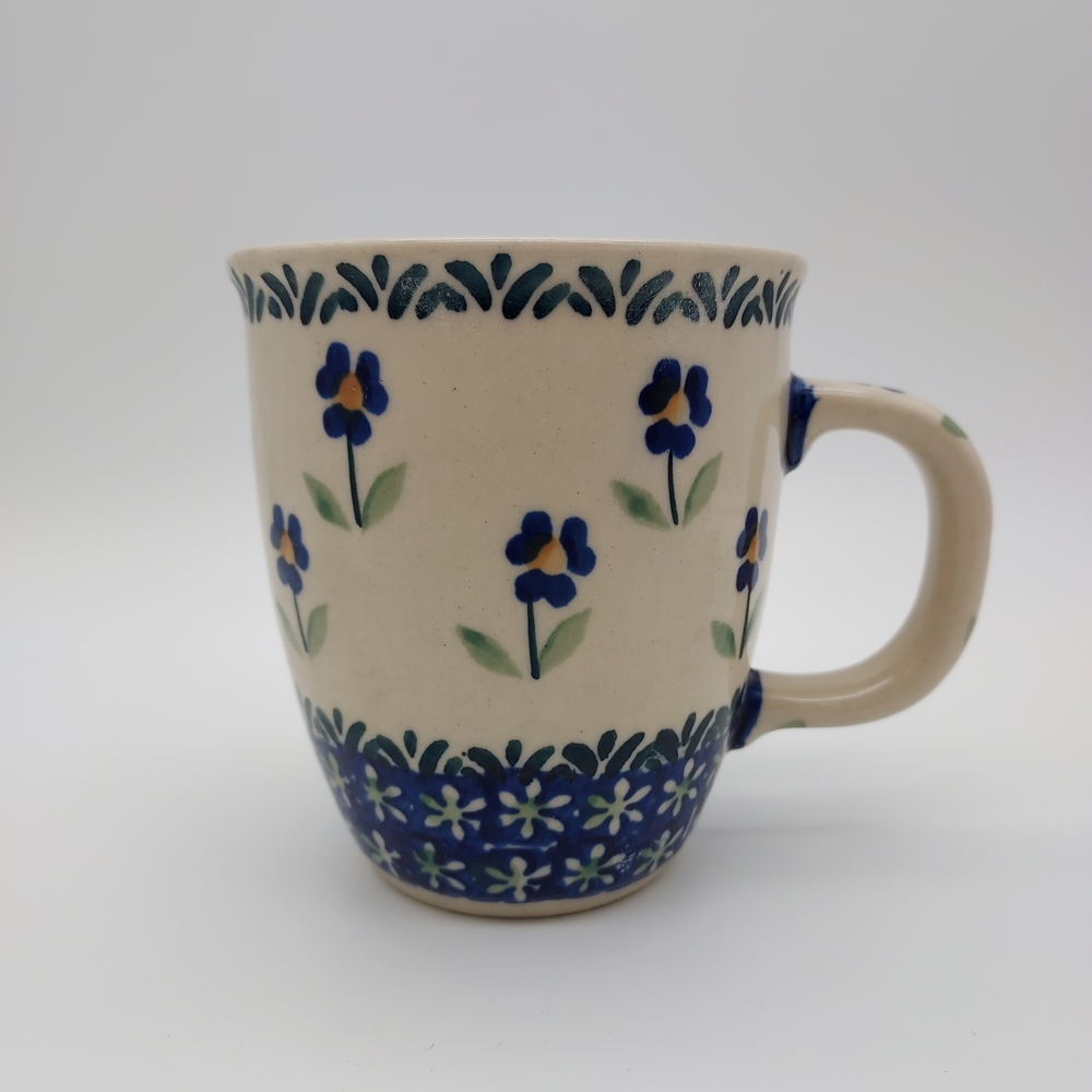Polish Pottery Blue Florial Mug